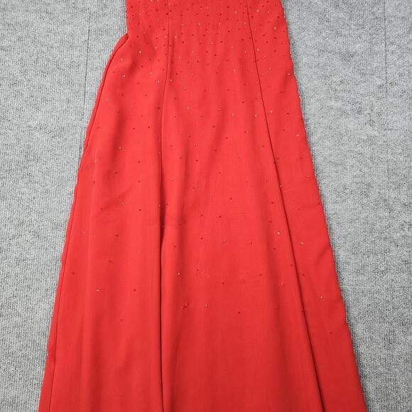 Vintage Chicas Dress Womens Medium Red Beaded Halter 90s Prom Gown Romantic Y2K - Picture 5 of 12